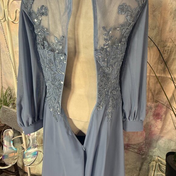 NEW πWedding Dress Chiffon Long Sleeves Lace Sequins Mother Bride/ Groom Dress - Picture 9 of 16